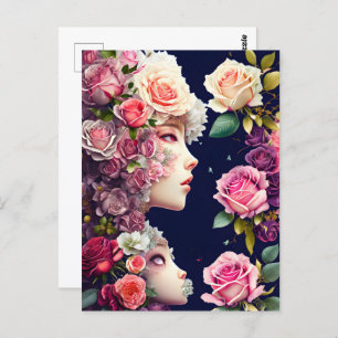 Roses, flowers, Postcrossing Postcard