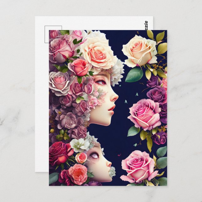 Roses, flowers, Postcrossing Postcard (Front/Back)