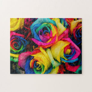 roses flowers rainbow cute pretty art colours  jigsaw puzzle