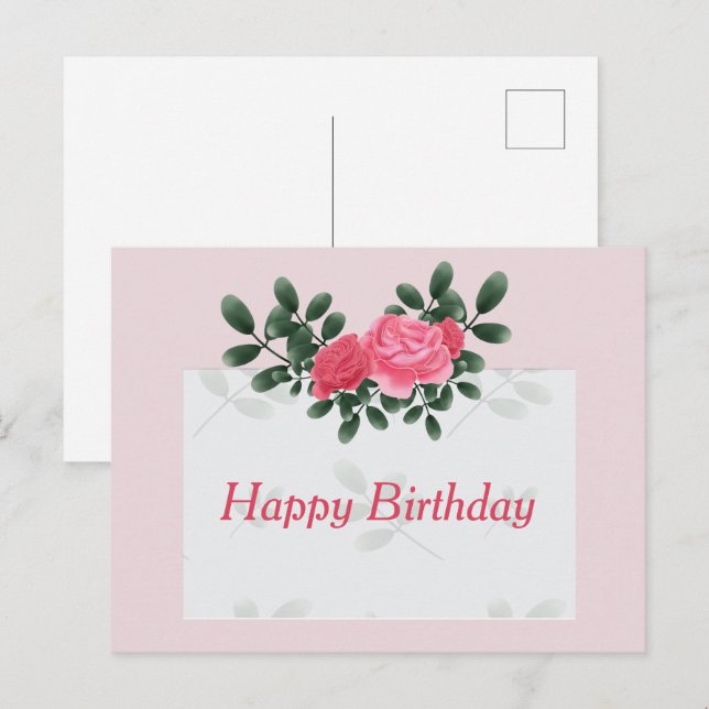 Roses for Birthday Postcard (Front/Back)