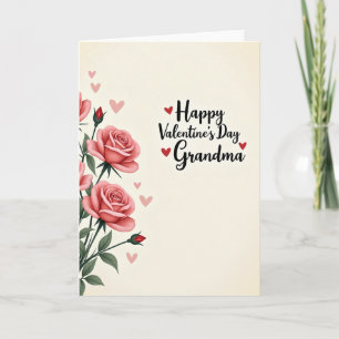 Roses For Grandma Valentines Day Card