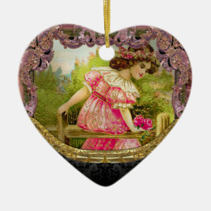 Roses for Love Victorian IV Ceramic Tree Decoration