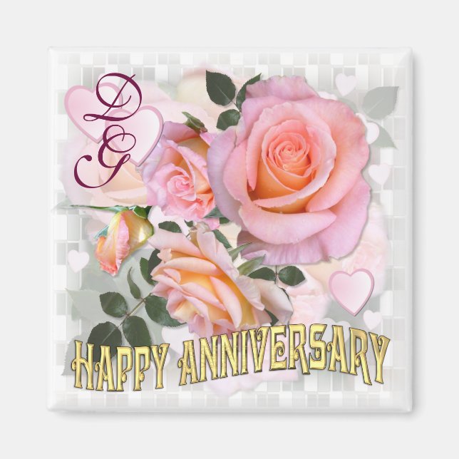 Roses for my Love ~ Anniversary Magnet (Front)