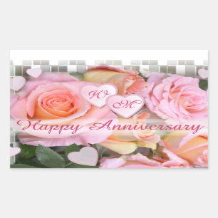 Roses for my Love  Happy Anniversary Rectangular Sticker