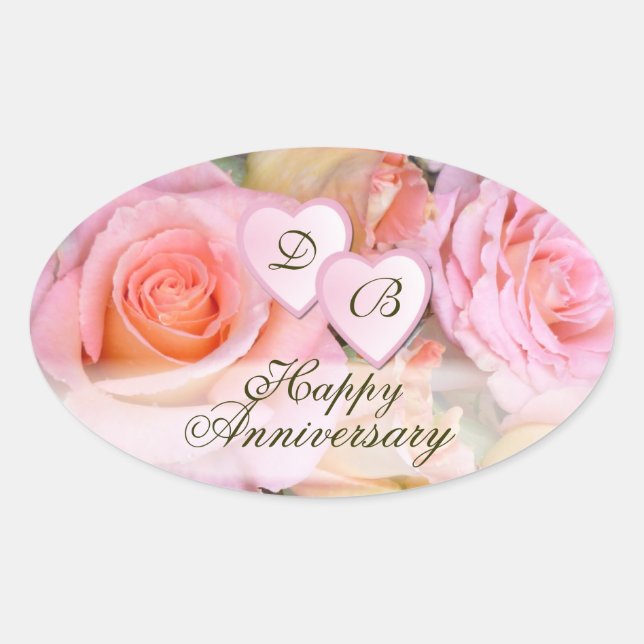 Roses for my Love  ~ Oval Stickers (Front)