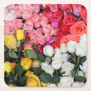 Roses for sale, San Miguel de Allende, Mexico Square Paper Coaster