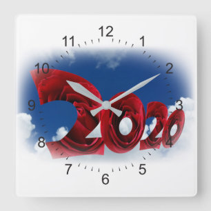 Roses for the new year square wall clock