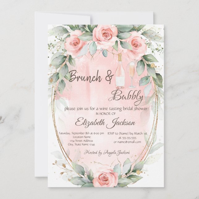 Roses,Frame Brunch & Bubbly Bridal Shower  Invitation (Front)