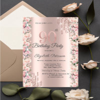 Roses Frame Drips Rose Gold 90th Birthday