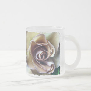 ROSES FROSTED GLASS COFFEE MUG