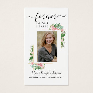 Roses Funeral Memorial Photo Sympathy Prayer Card