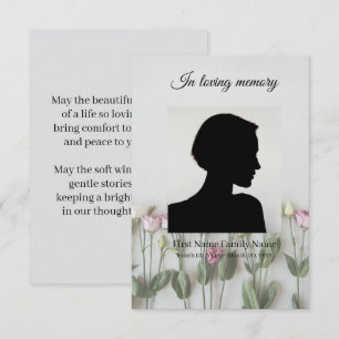 Roses funeral prayer card