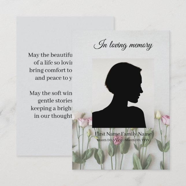 Roses funeral prayer card (Front/Back)