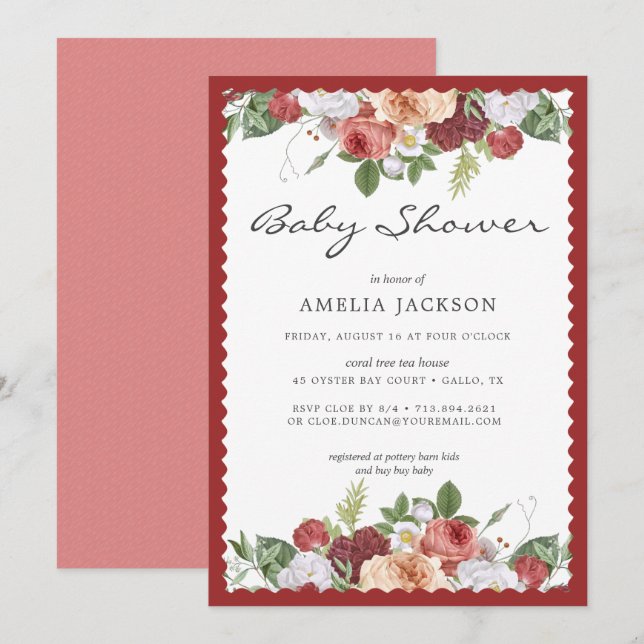 Roses Galore Baby Shower Invitation (Front/Back)