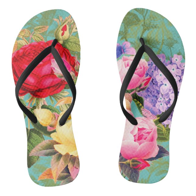 Rose's Galore Print Flip Flops (Footbed)