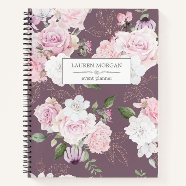 Roses Garden Mauve | Personalised Notebook (Front)