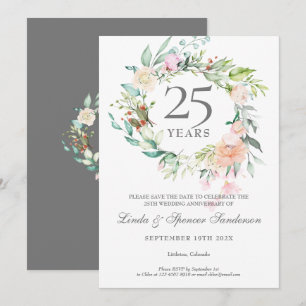 Roses Garland 25th Anniversary Save the Date Invitation