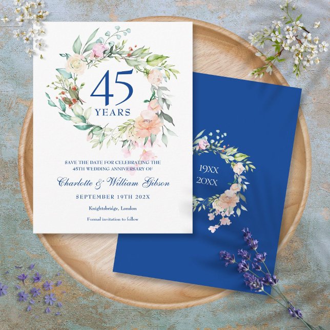 Roses Garland 45th 65th Anniversary Save the Date Postcard (Roses Garland 45th 65th Anniversary Save the Date Postcard)