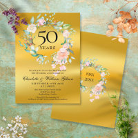 Roses Garland Gold Foil 50th Wedding Anniversary