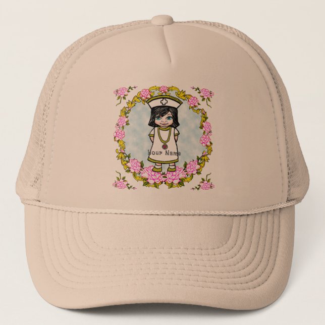 Roses Girl Nurse Trucker Hat (Front)