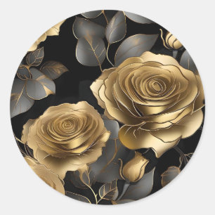 Roses Gold Petals Classic Round Sticker