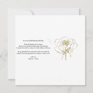 Roses, golden frame, wedding card, thank you postc card