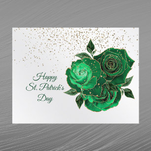 Roses Green Gold Confetti St Patricks Day Holiday Postcard
