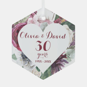 Roses Greenery 30th Anniversary Ceramic Ornament