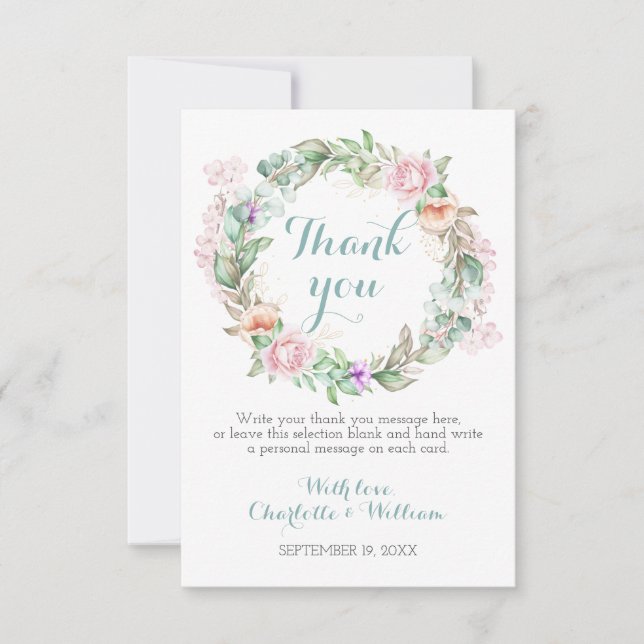 Roses Greenery 60th Diamond Wedding Anniversary Thank You Card (Front)