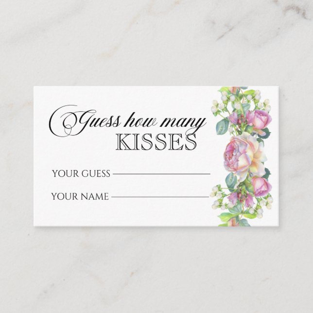 Roses guess how many kisses bridal game enclosure (Front)