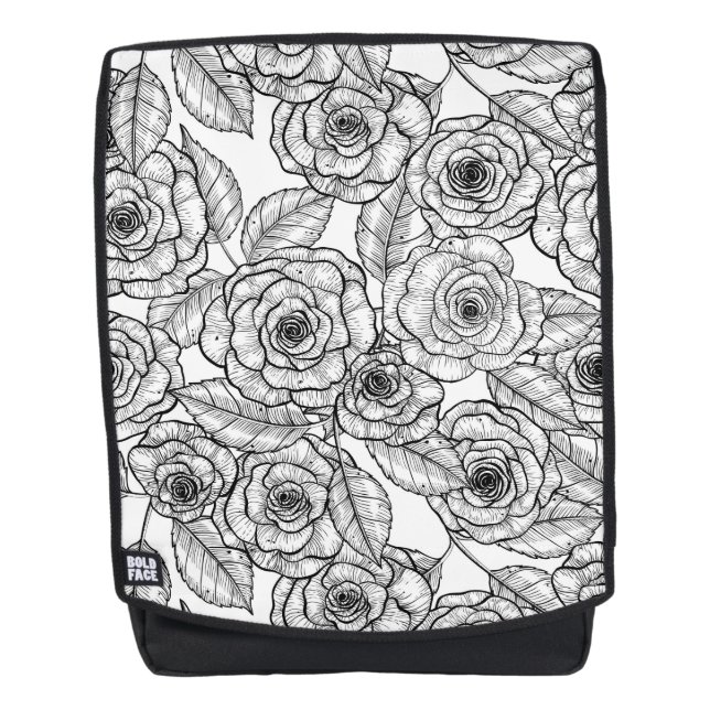 Roses hand drawn pattern backpack (Front)