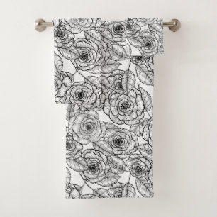 Roses hand drawn pattern bath towel set