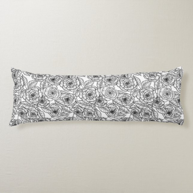 Roses hand drawn pattern body cushion (Front)