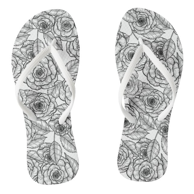 Roses hand drawn pattern flip flops (Footbed)