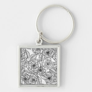 Roses hand drawn pattern key ring