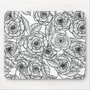 Roses hand drawn pattern mouse mat