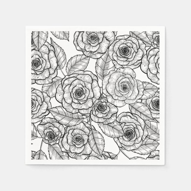 Roses hand drawn pattern napkin (Front)