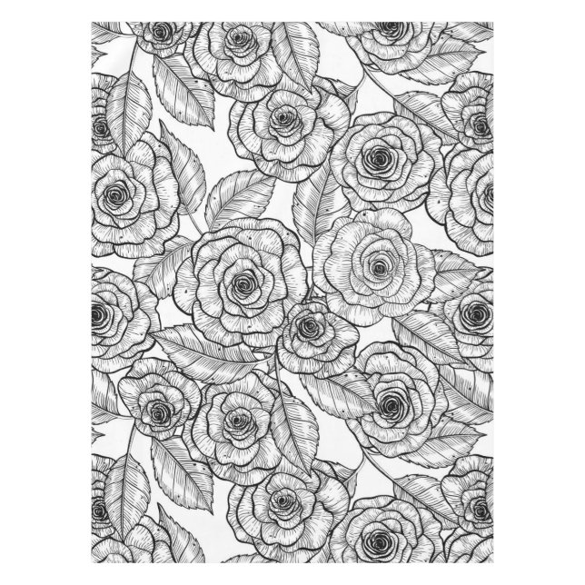 Roses hand drawn pattern tablecloth (Front)