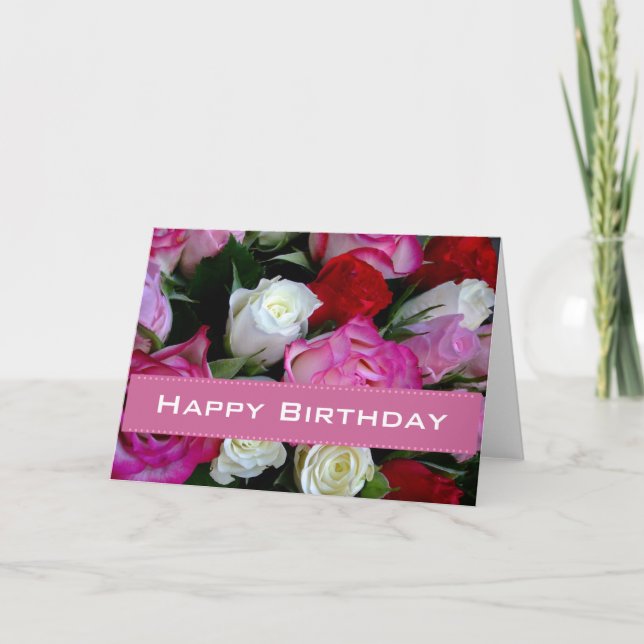 Roses Happy Birthday Card (Front)