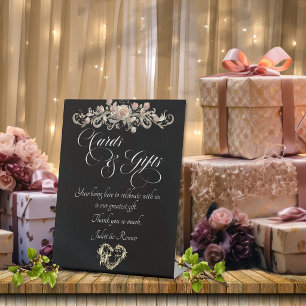 Roses & Heart Cards & Gifts - Black Pedestal Sign