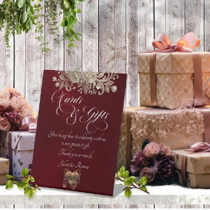 Roses & Heart Cards & Gifts - Burgundy Pedestal Sign