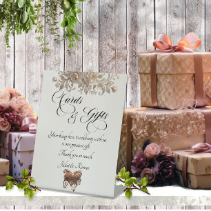 Roses & Heart Cards & Gifts - Cream Pedestal Sign