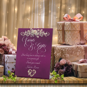 Roses & Heart Cards & Gifts - Plum Pedestal Sign