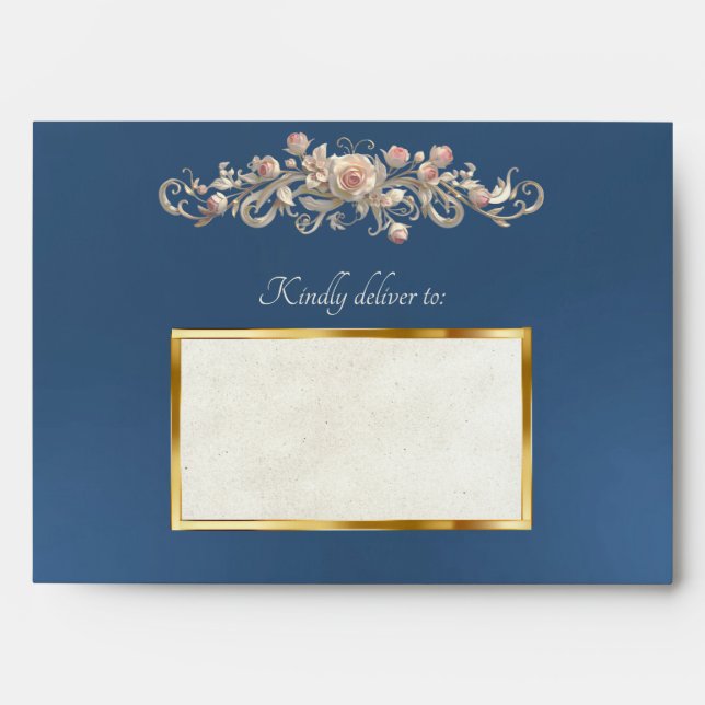 Roses & Heart Envelope - Blue (Front)