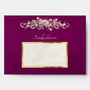 Roses & Heart Envelope - Plum