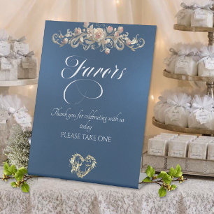 Roses & Heart Favours - Blue Pedestal Sign