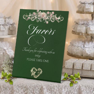 Roses & Heart Favours - Emerald Pedestal Sign