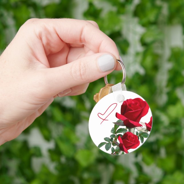 Roses Heart Keyring Wedding Favour (Hand)