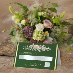 Roses & Heart Monogram - Emerald Place Card