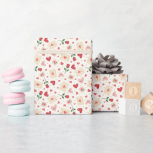 Roses Hearts & Love Letters - Wrapping Paper Roll